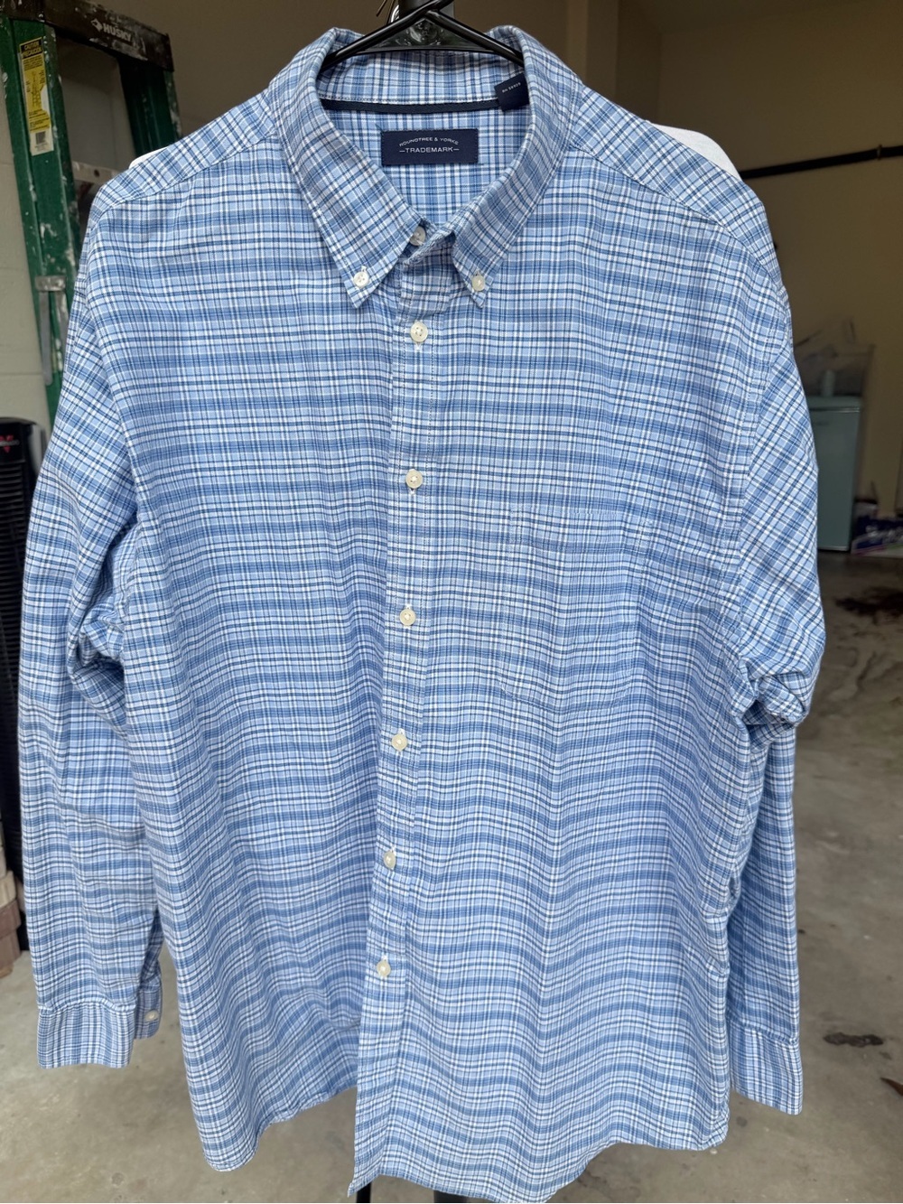 Blue Plaid Long-Sleeve Button-Down Shirt